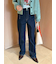 細ベルト付きストレートデニムパンツ