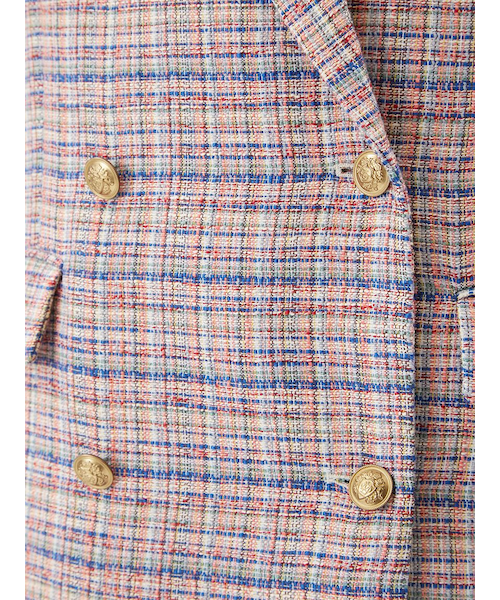 金釦ダブルブレストツイードロングブレザー｜ミラオーウェンの通販