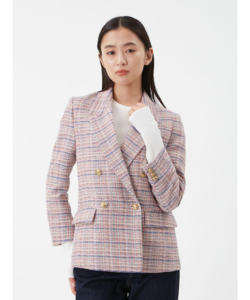 【完売商品24時間以内発送】ミラオーウェン 金釦ダブルブレストツイードブレザー 金釦ダブルブレストツイードブレザー｜ミラオーウェンの通販｜&mall