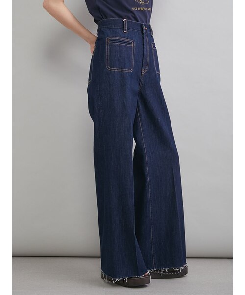 MILA PANTS】玉縁ポケットセミフレアデニムパンツ｜ミラオーウェンの