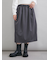 ウエストゴムランダムタックミディスカート
