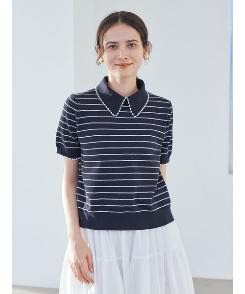 WEB限定カラー】2WAY衿取り外しポロニットプルオーバー｜ミラ