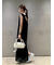 メッシュベロアバックドレープワンピース