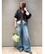 ウエストゴムルーズデニムパンツ