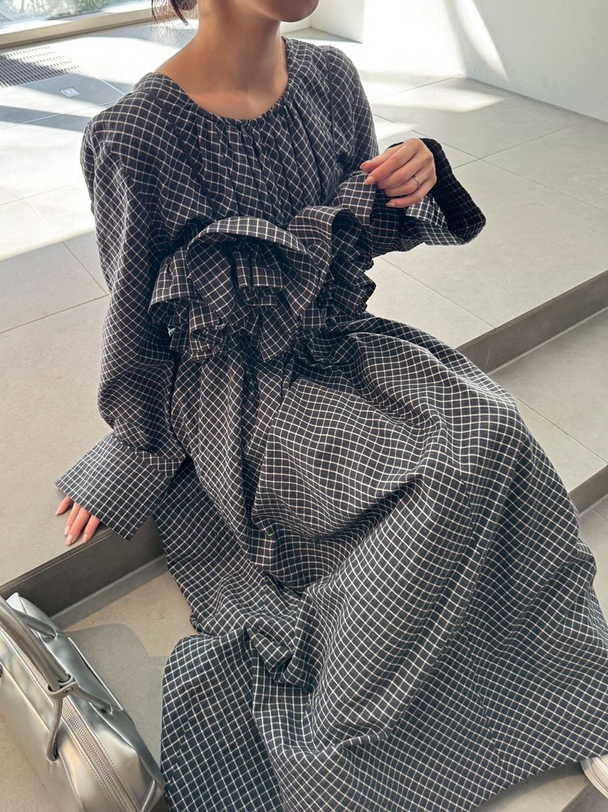 チェックフリルビスチェ【セットアップ対応】