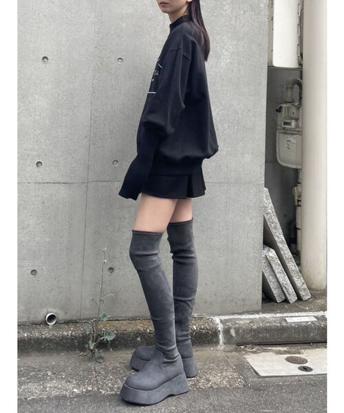 ローヒールフィットロングブーツ｜エモダの通販｜&mall（アンドモール