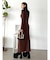 リブスリットロングワンピース
