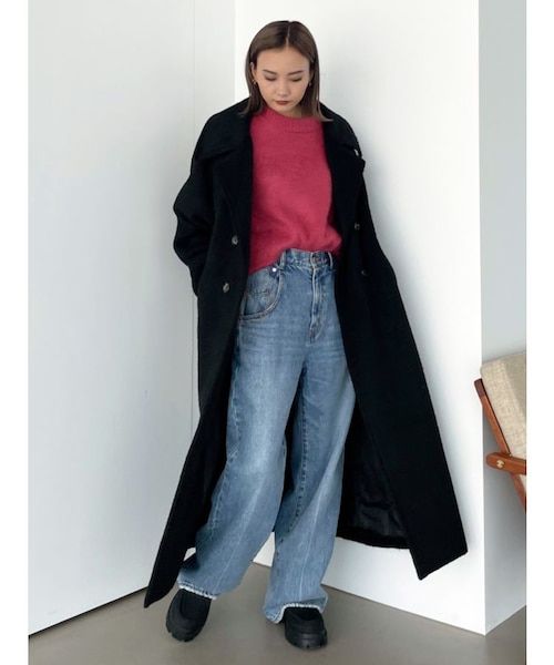 EMODA エモダ　ルーズワイドハイウエストジーンズ　ブラック　黒　M エモダ EMODA ルーズワイドハイウエストジーンズ （ブラック