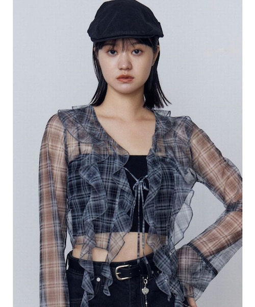 ブラウス シャツ ラッフルハングクロップドブラウス レディース ラッフルハングクロップドブラウス｜エモダの通販｜&mall