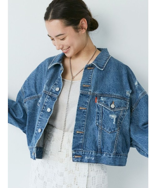 クラッシュショートデニムジャケット｜アングリッドの通販