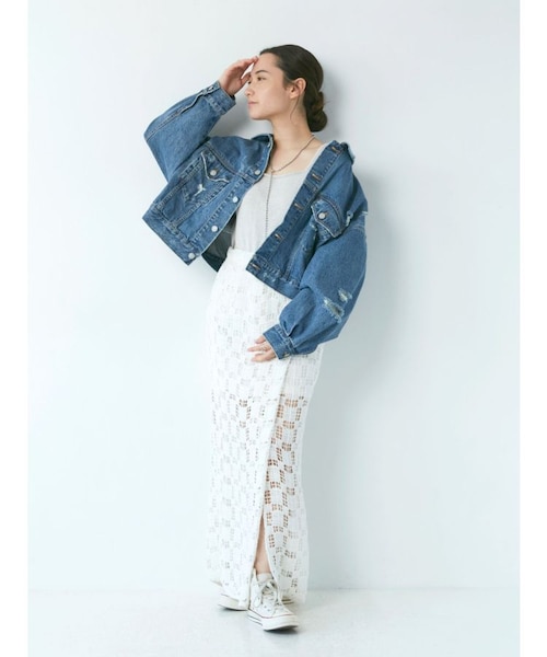 値下げ　Ungrid アングリッド　クラッシュショートデニムジャケット クラッシュショートデニムジャケット｜アングリッドの通販