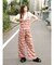 エスニックフラワープリントラフパンツ