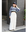 透かし編みボーダーショートニット