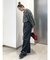 カットオフデザインラフ起毛タックパンツ