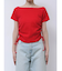サイドギャザーボートネックTee