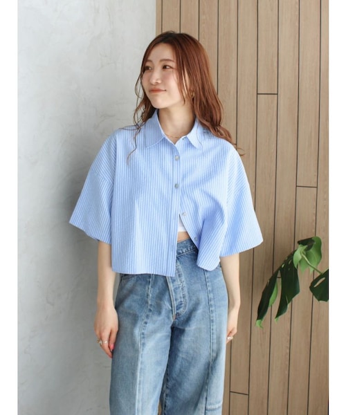 IENA サッカーストライプショートシャツ IENA（イエナ）の「サッカーストライプショートシャツ（シャツ