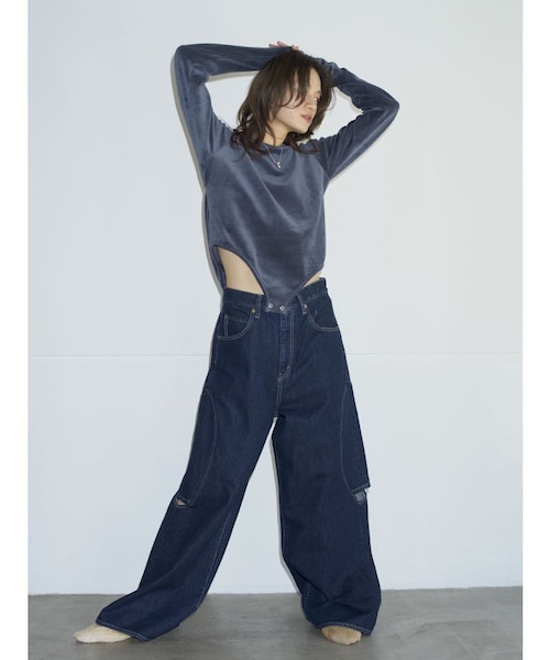 ungrid htage サイドカットデザインルーズデニム Htage】サイドカットデザインルーズデニム｜アングリッドの通販｜&mall