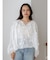 スリーブボリュームジャカードブラウス