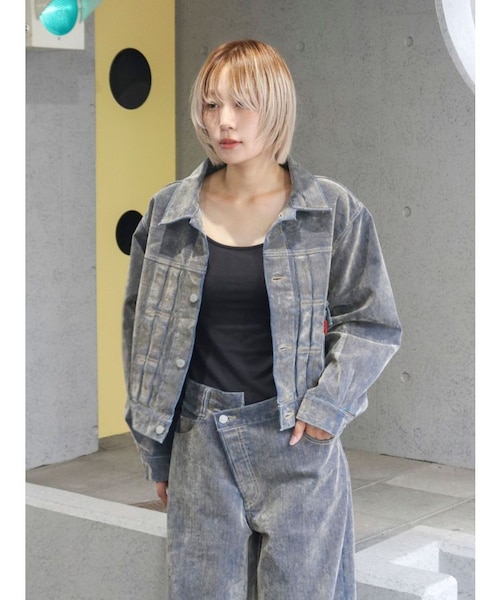 フロッキーデニムジャケット｜アングリッドの通販｜&mall（アンド