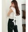 BACK HEMリボンラッフルスリーブレスブラウス