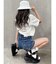 BACK RIPPED デニムショートパンツ