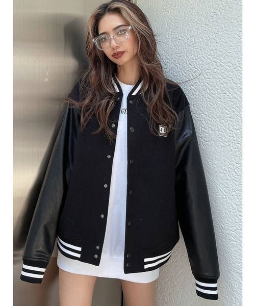 【即発送】新品未使用GYDA✖️DCコラボスタジャンGYDAアウター GYDA GYDA×DC BACK LOGOスタジャン（ブラック） -ファッション