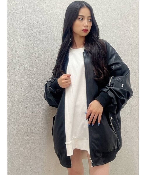 ドンパッチ ⭐︎タグ付⭐︎ 【ゆうちゃみコラボ】フェイクレザー ゆうちゃみコラボ】フェイクレザー SUPER BIG MA-1ブルゾン[品番