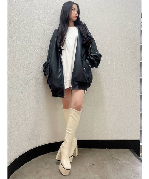 ゆうちゃみコラボ】フェイクレザー SUPER BIG MA-1ブルゾン｜ジェイダ