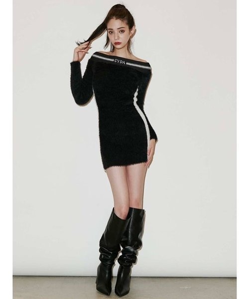 GYDAライン オフショルシャギーニットワンピース｜ジェイダの