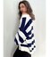 ボーダー LOOSEニットカーディガン