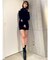 オフショル シャギー ドッキングニットワンピース