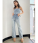 BACKリボンデニムロンパース