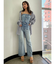 BACKリボンデニムロンパース