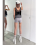 ハイウエストボタン stretchy カラーショートパンツ