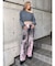 ハイウエスト Tie Dyeワイドデニムパンツ