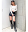 ベロアリボンオフショルニットトップス