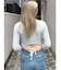 BACK リボンラメシャギーショートニットトップス