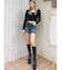GYGY embroideryラインストーンベロアトップス