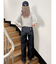ハイウエストSymmetryGYDA INNER RIPPEDワイドデニムパンツ