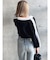 round GY BICOLOR POLOニットトップス