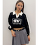 round GY BICOLOR POLOニットトップス