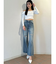 ハイウエストKNEEダメージbijouワイドデニムパンツ