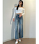 ハイウエストKNEEダメージbijouワイドデニムパンツ