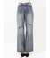 ハイウエストKNEEダメージbijouワイドデニムパンツ