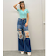 ハイウエストThighs cutデザインダメージワイドデニムパンツ