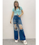 ハイウエストThighs cutデザインダメージワイドデニムパンツ