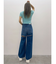 ハイウエストThighs cutデザインダメージワイドデニムパンツ