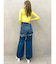 ハイウエストThighs cutデザインダメージワイドデニムパンツ