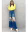 ハイウエストThighs cutデザインダメージワイドデニムパンツ