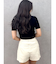 ハイウエストボタンショートパンツ